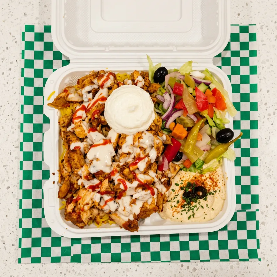 Shawarma mix plate with chicken, beef and lamb at Original Shawarma Kensington Calgary